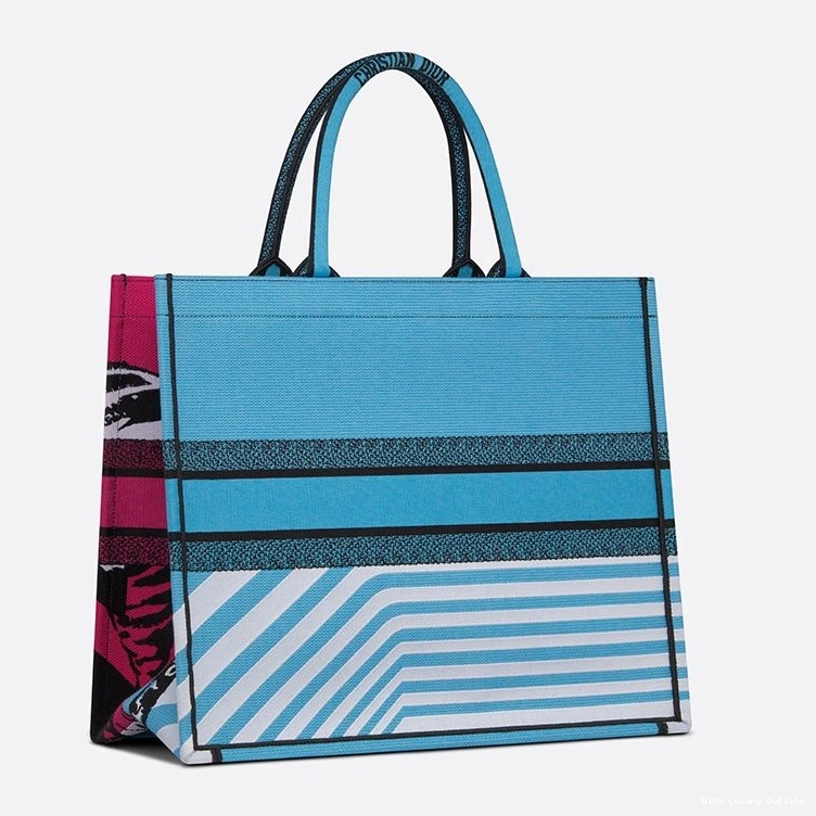 Cheap Blue Book Tote Dior D-Jungle Motif Rose Pop Canvas 0817 Luxury
